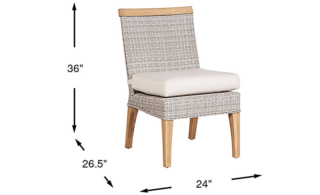 Hamptons Cove Gray Outdoor Side Chair with Flax Cushion