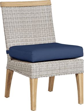 Cindy Crawford Home Hamptons Cove Gray Outdoor Side Chair with Ink Cushion