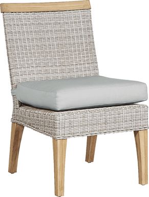 Cindy Crawford Home Hamptons Cove Gray Outdoor Side Chair with Rollo Seafoam Cushion