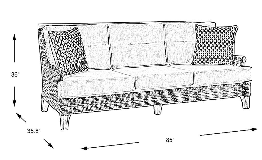 Cindy Crawford Home Hamptons Cove Gray Outdoor Sofa with Denim Cushions
