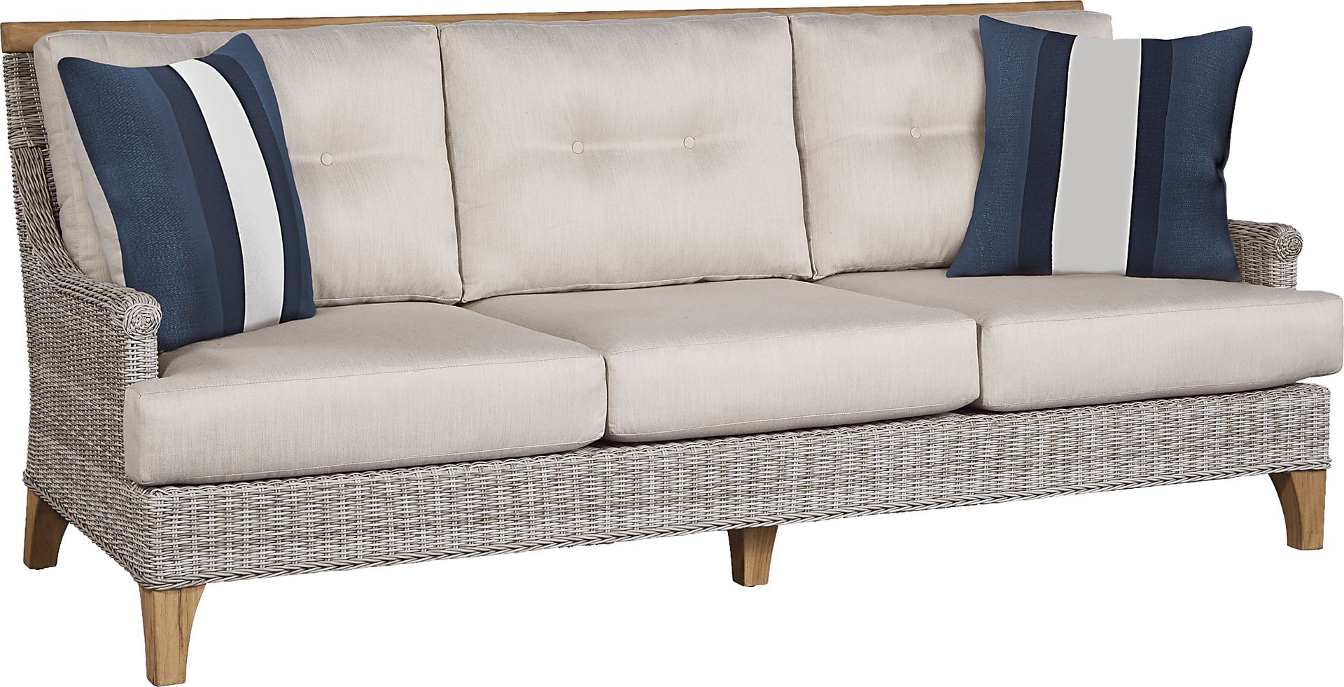 Cindy Crawford Home Hamptons Cove Gray  4 Pc Outdoor Seating Set with Flax Cushions - Image 2