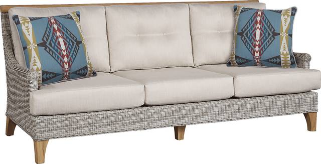 Hamptons Cove Gray 4 Pc Outdoor Seating Set With Flax Cushions - Thumbnail - Image 2