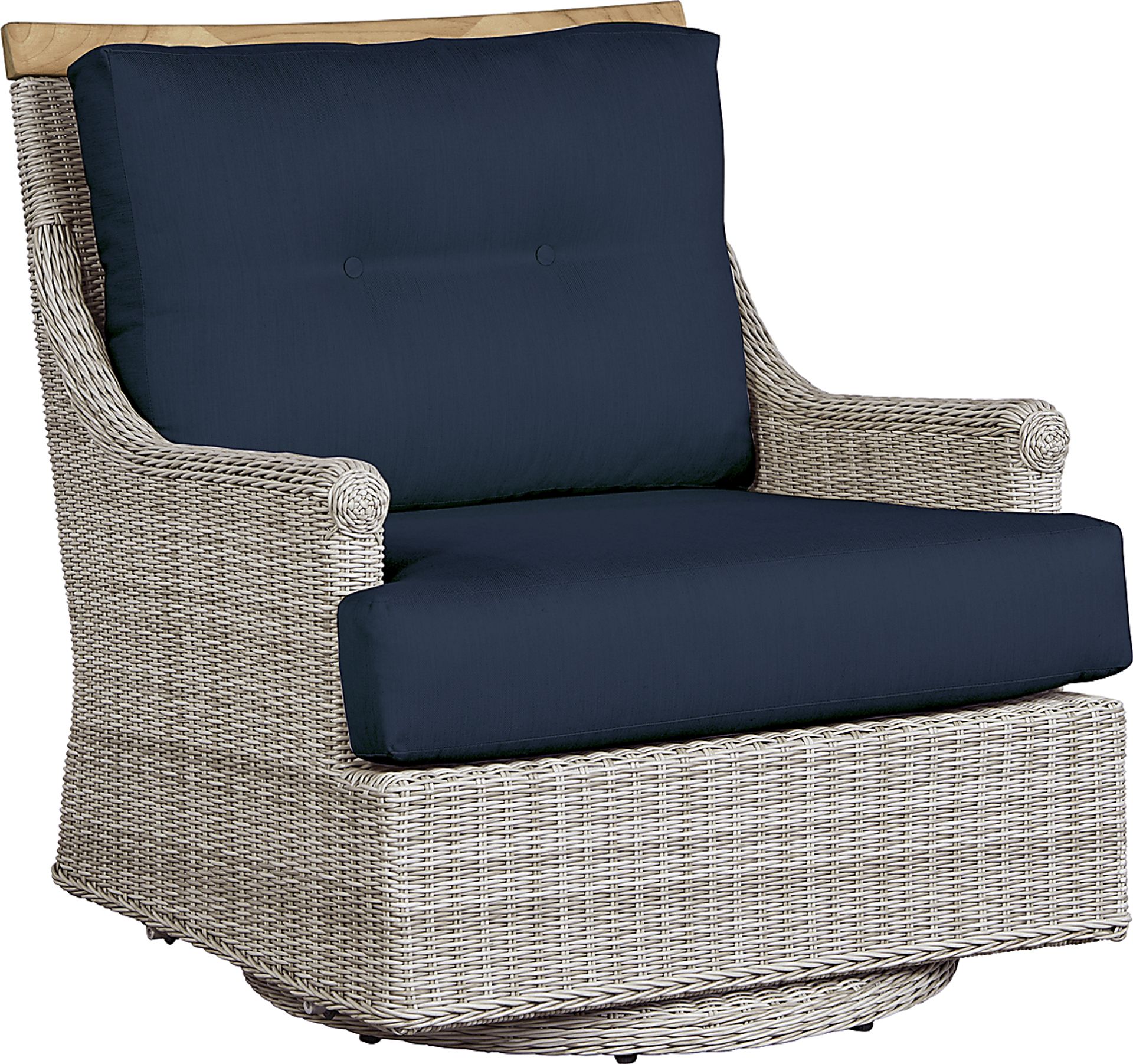 Cindy Crawford Home Hamptons Cove Gray Outdoor Swivel Chair with Ink Cushions - Image 1