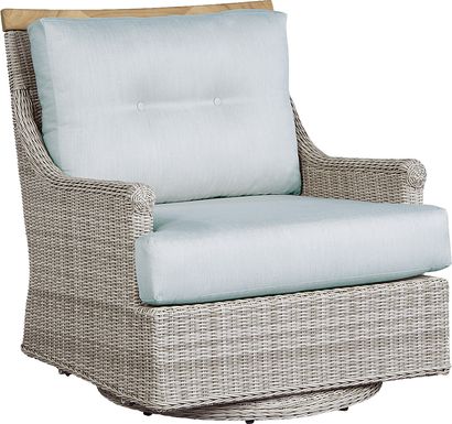 Cindy Crawford Home Hamptons Cove Gray Outdoor Swivel Chair with Seafoam Cushions