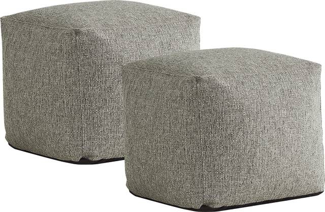 Hanover Gray Textured Accent Pouf, Set of 2 - Thumbnail - Image 1