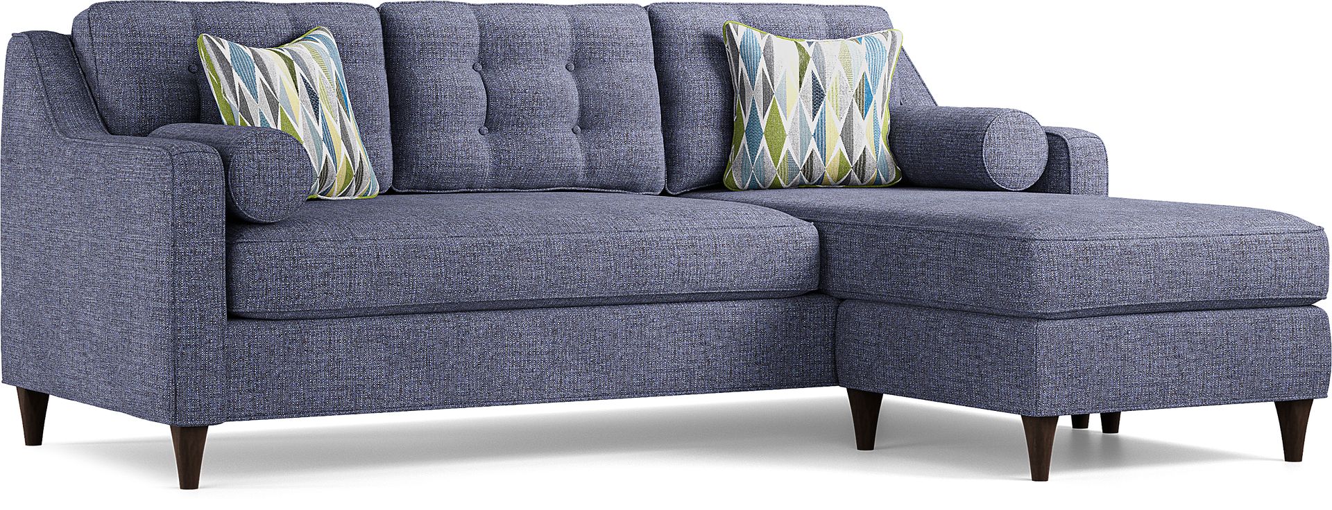 Cindy Crawford Hanover Midnight Blue Textured Chaise Sofa