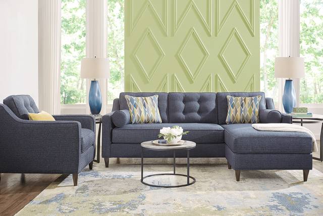 Cindy Crawford Home Hanover Midnight Textured Sleeper Chaise Sofa - Thumbnail - Image 2
