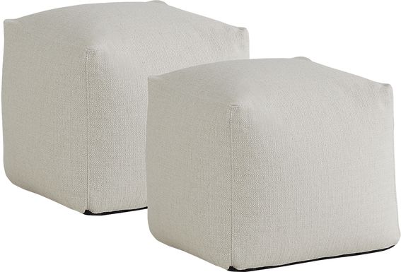 Cindy Crawford Home Hanover Off-White Textured Accent Pouf, Set of 2