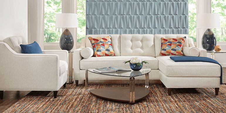Cindy Crawford Home Hanover Off-White Textured Gel Foam Sleeper Chaise Sofa