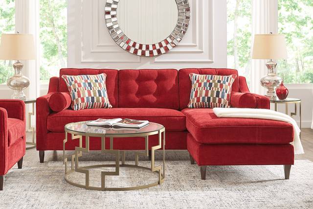 Cindy Crawford Home Hanover Ruby Chenille 4 Pc Sectional Living Room - Thumbnail - Image 1