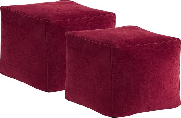 Cindy Crawford Home Hanover Ruby Chenille Accent Pouf, Set of 2