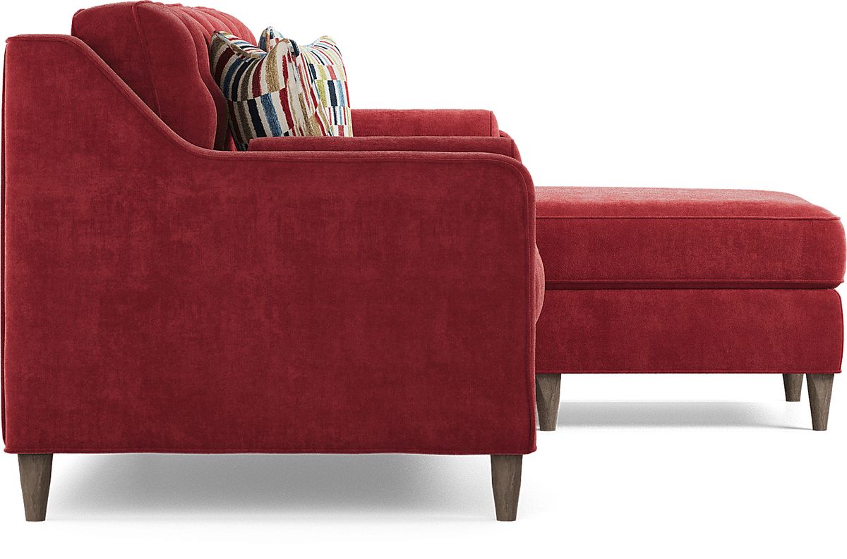 Cindy Crawford Hanover Ruby Red Chenille Fabric Chaise Sofa | Rooms to Go