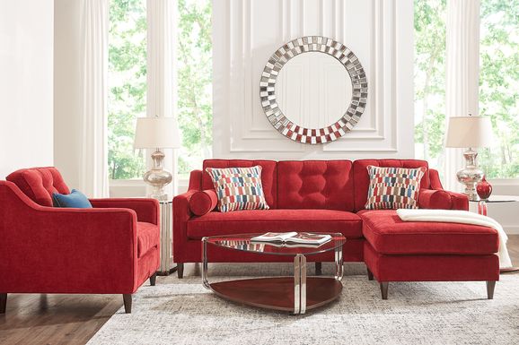 Red living store room sectionals