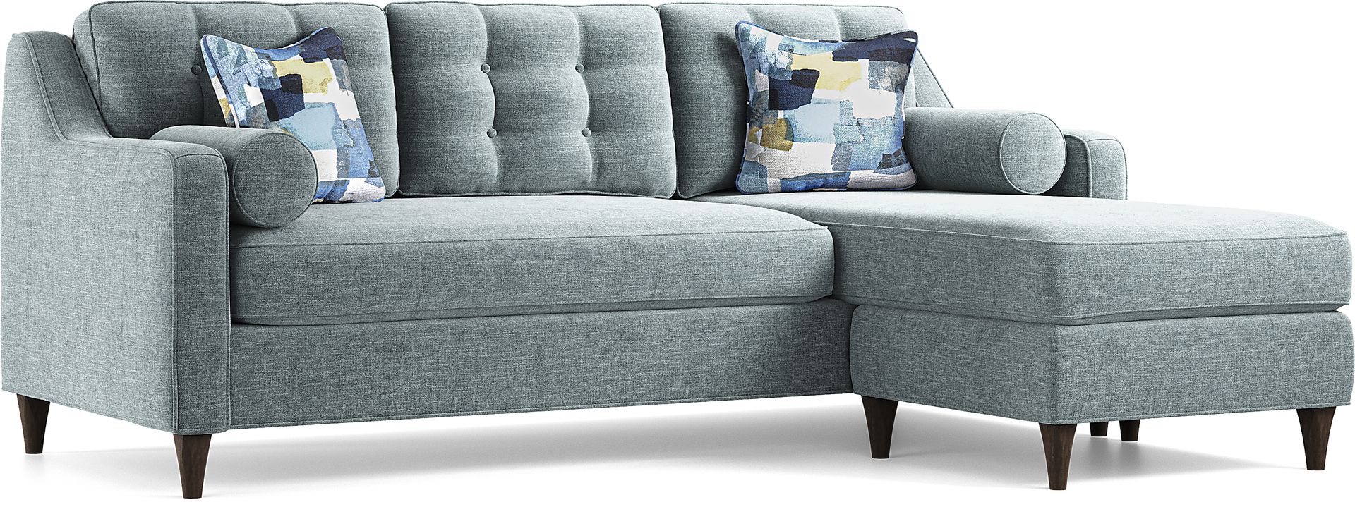 Hanover Teal Chenille Chaise Sofa - Image 3