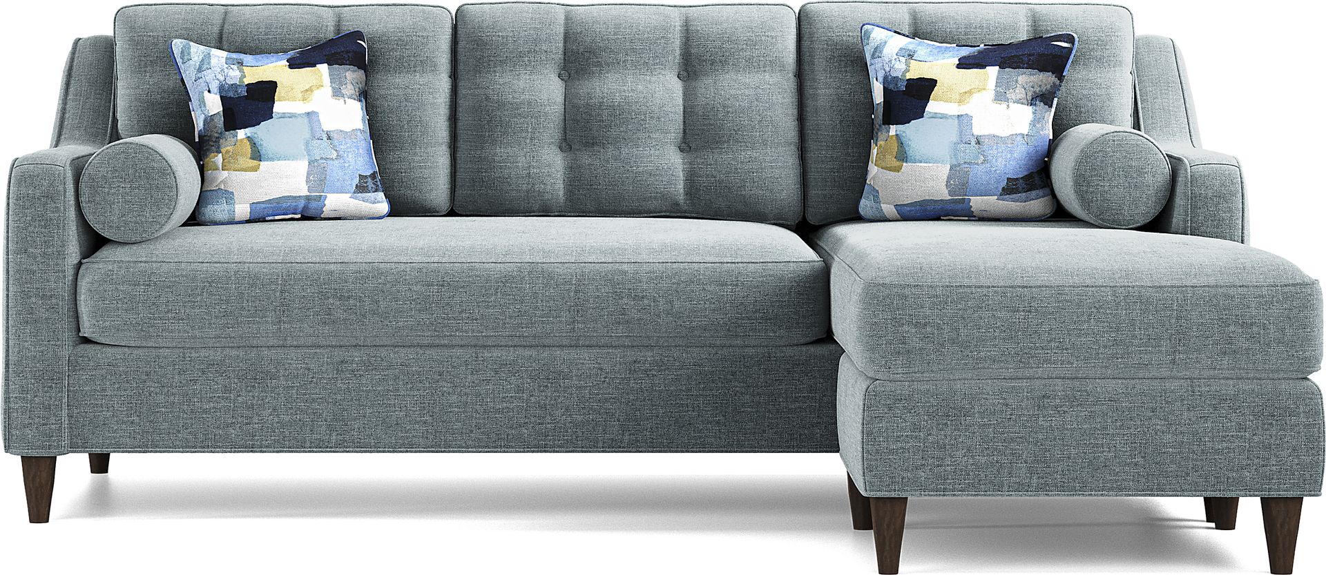 Hanover Teal Chenille Gel Foam Sleeper Chaise Sofa - Image 4