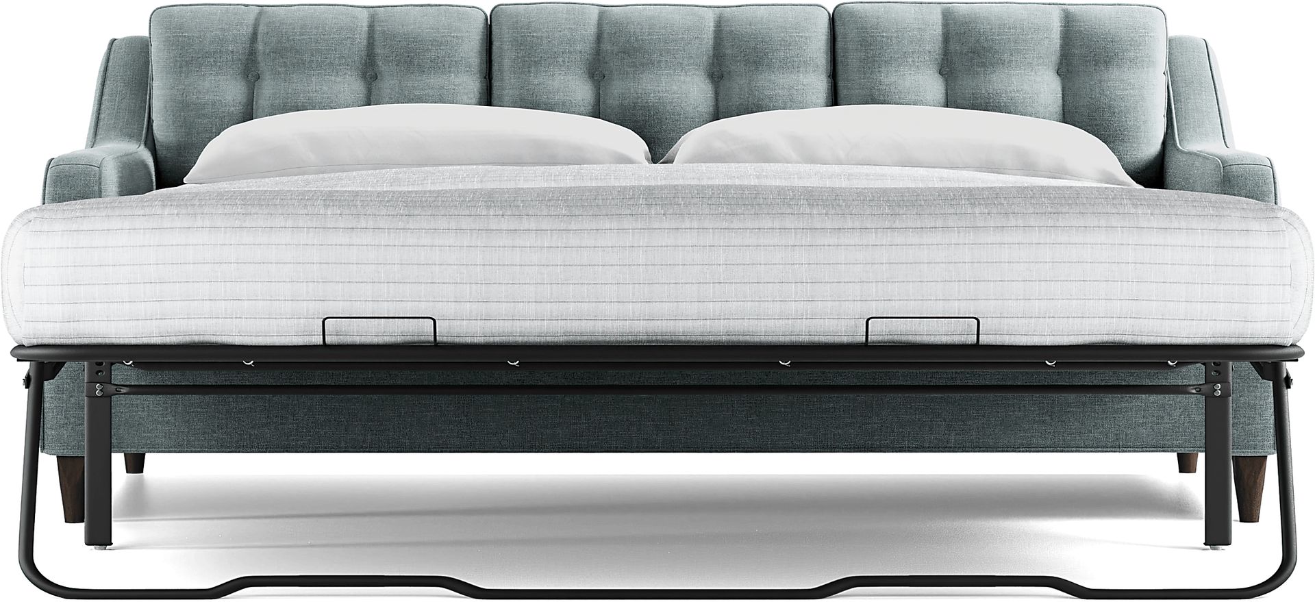 Hanover Teal Chenille Gel Foam Sleeper Chaise Sofa - Image 5