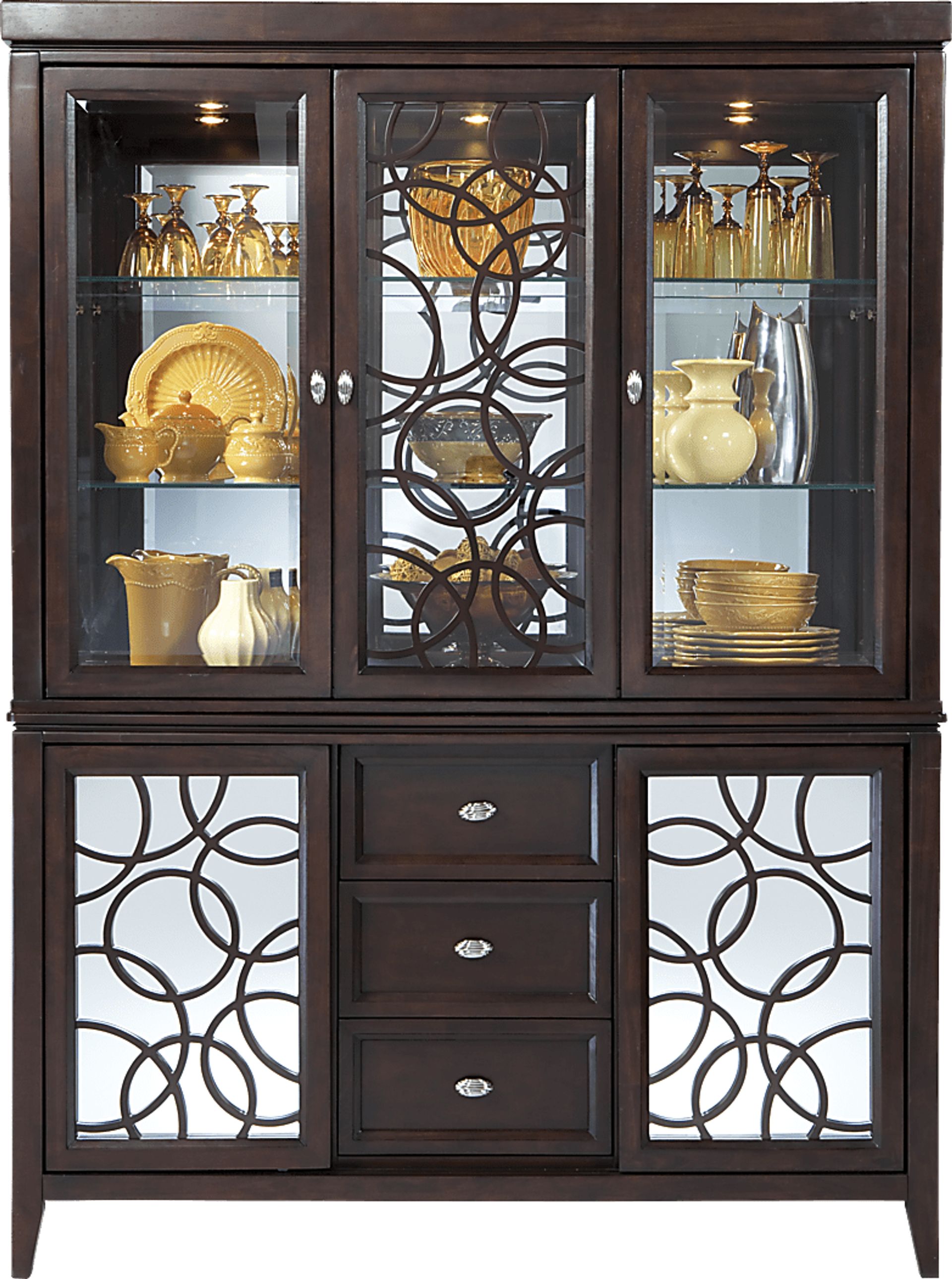 Cindy Crawford Home Highland Park Ebony 2 Pc China Cabinet - Image 2