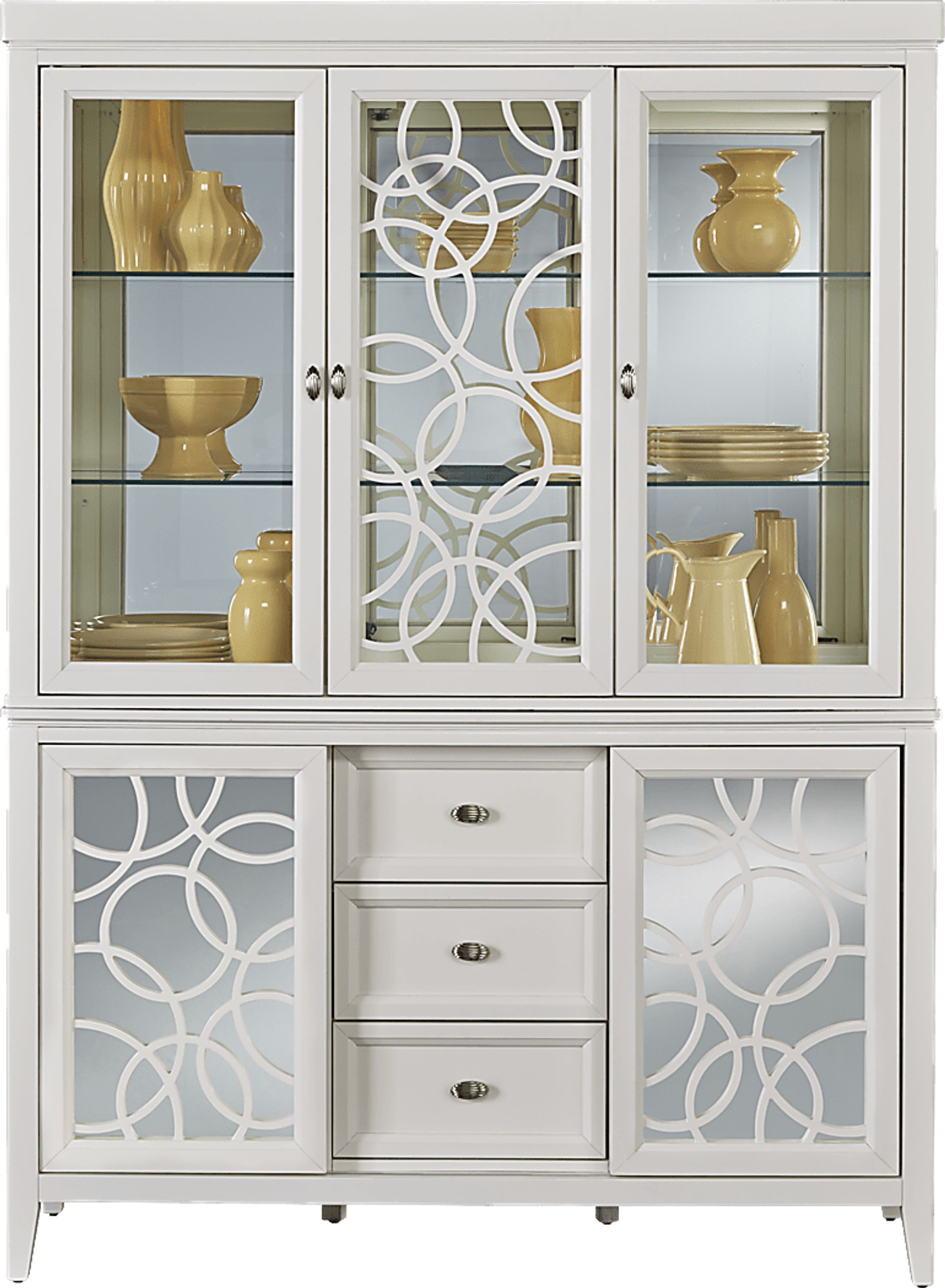 Cindy Crawford Home Highland Park Pearl 2 Pc China Cabinet - Image 1