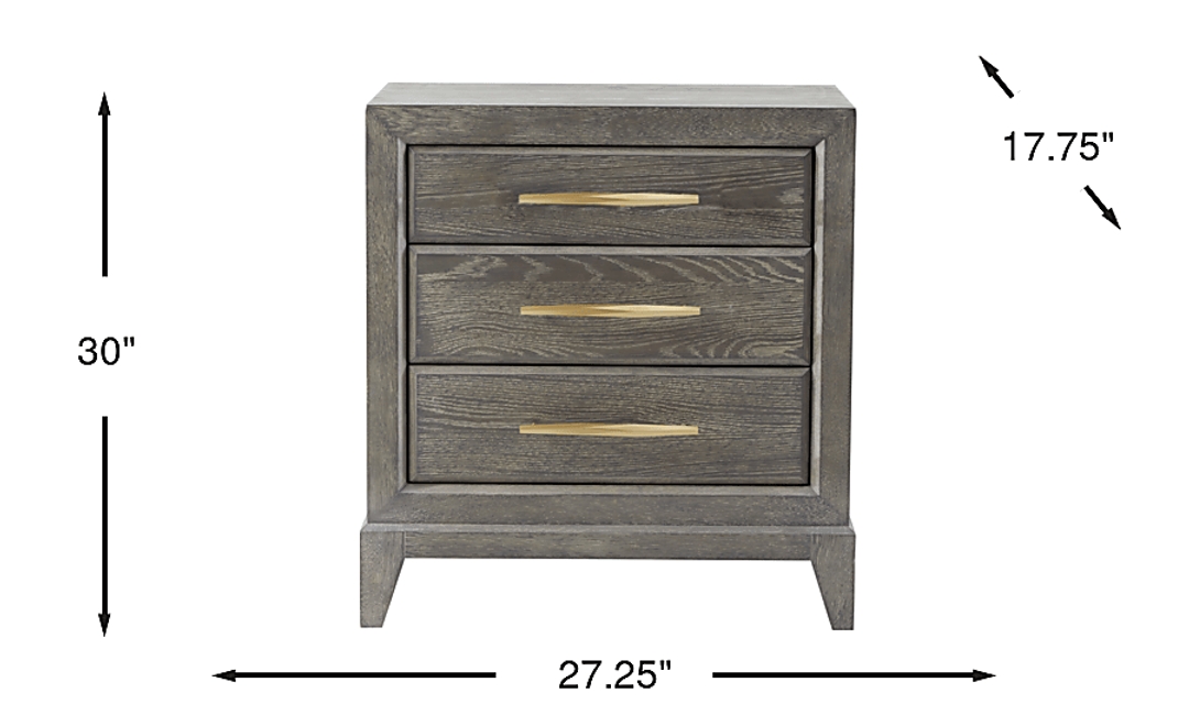 Kailey Park Charcoal 3 Drawer Nightstand