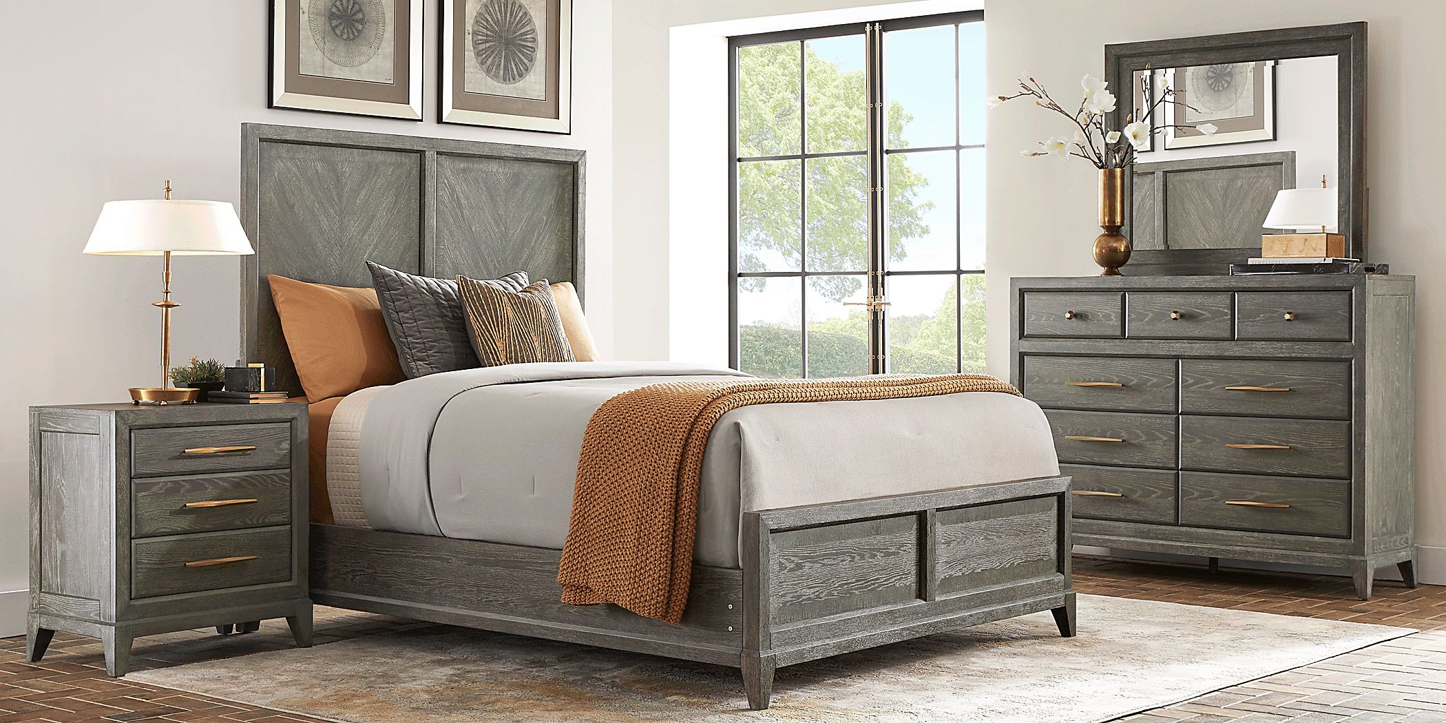 Cindy Crawford Golden Isles Gray 3 Pc King Panel Bed - Rooms To Go