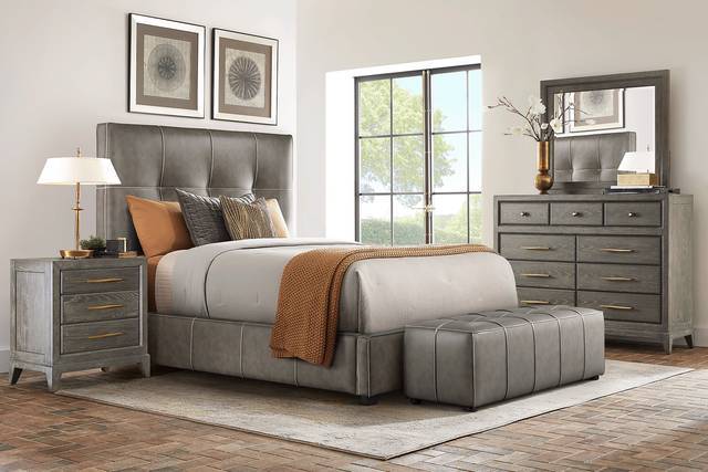 Cindy Crawford Home Kailey Park Charcoal 7 Pc Bedroom with Gray Queen Upholstered Bed - Thumbnail - Image 1