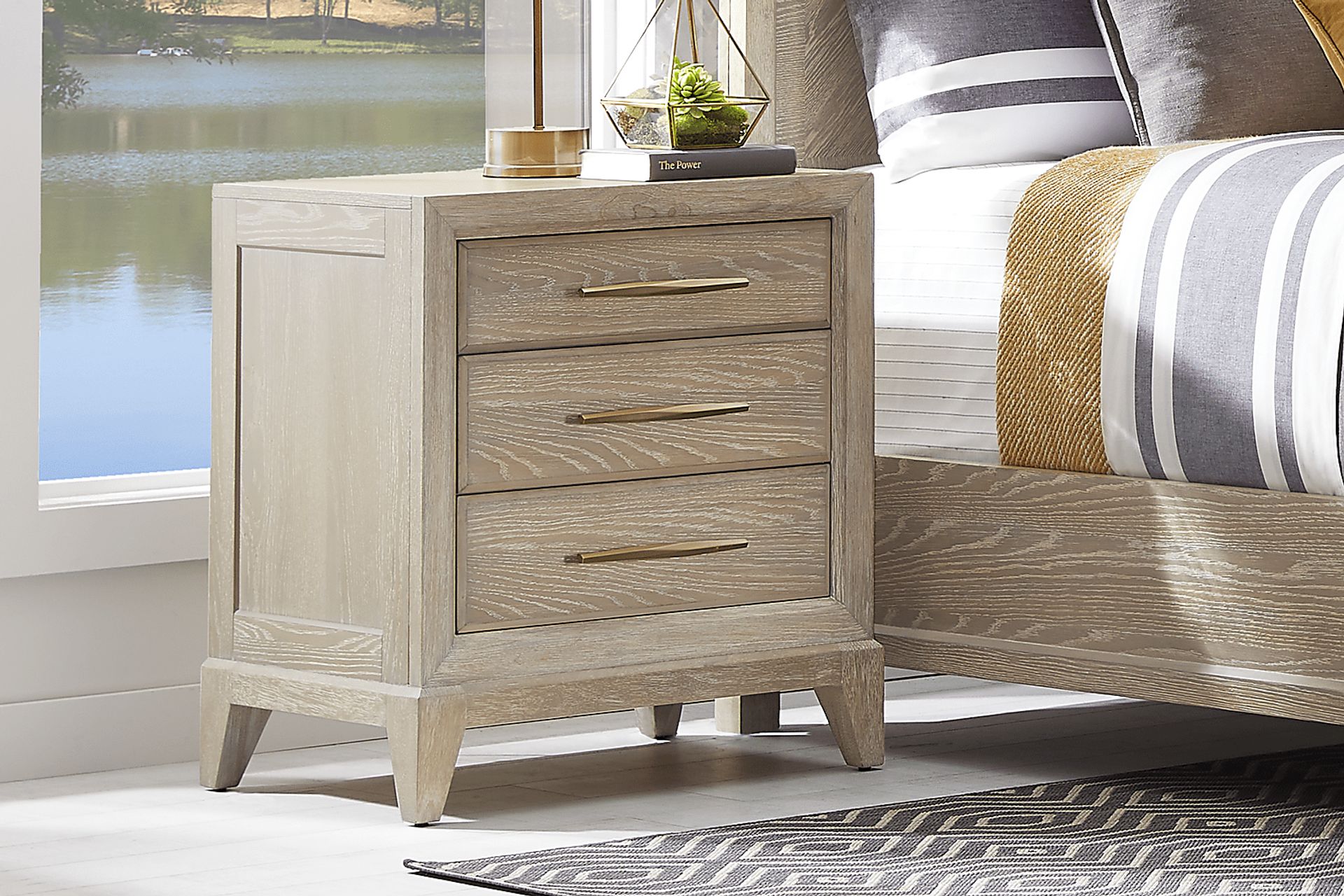 Kailey Park Light Oak 3 Drawer Nightstand - Image 2