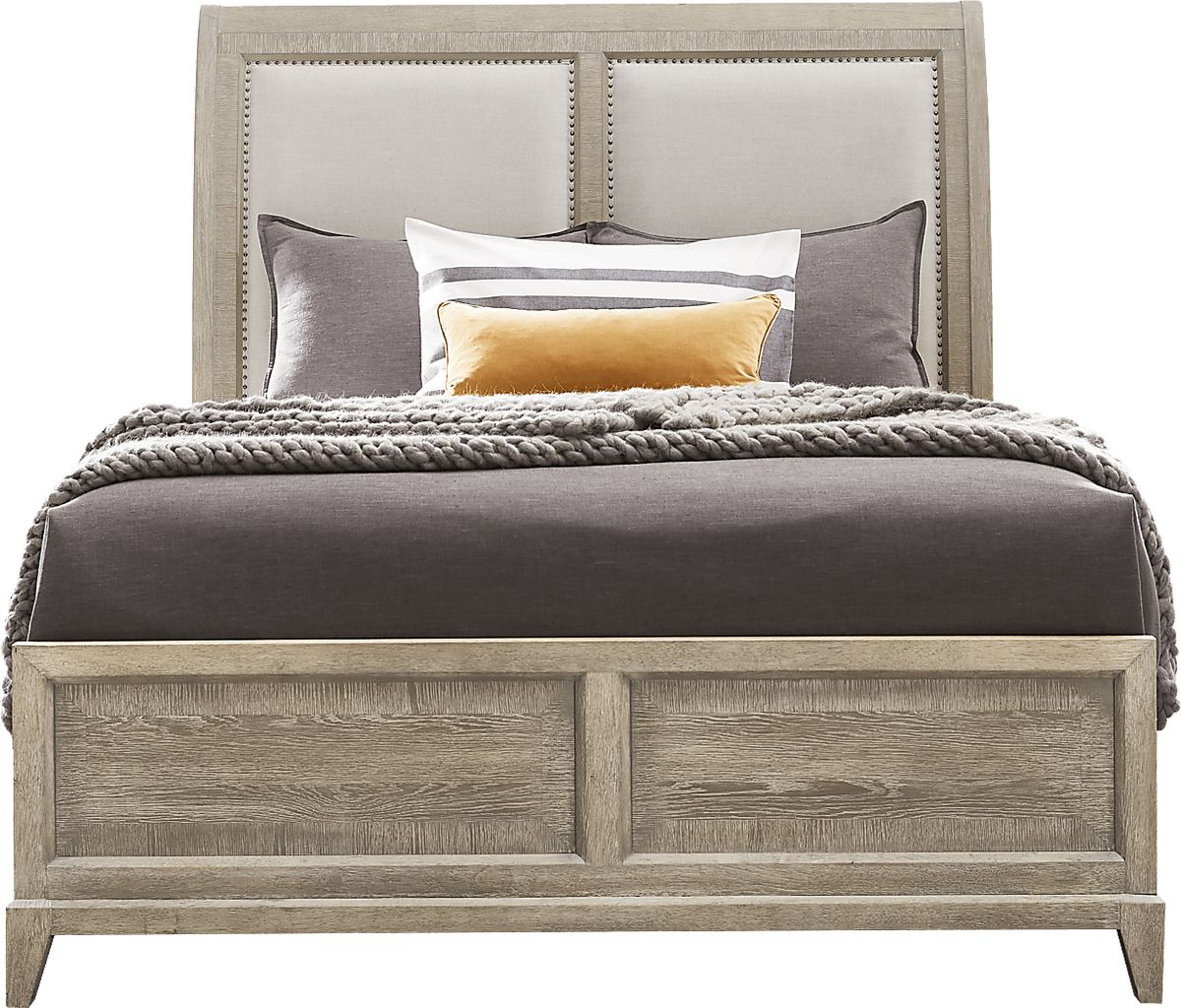 Cindy Crawford Kailey Park Light Oak Wood 3 Pc Queen Sleigh Bed | Rooms ...