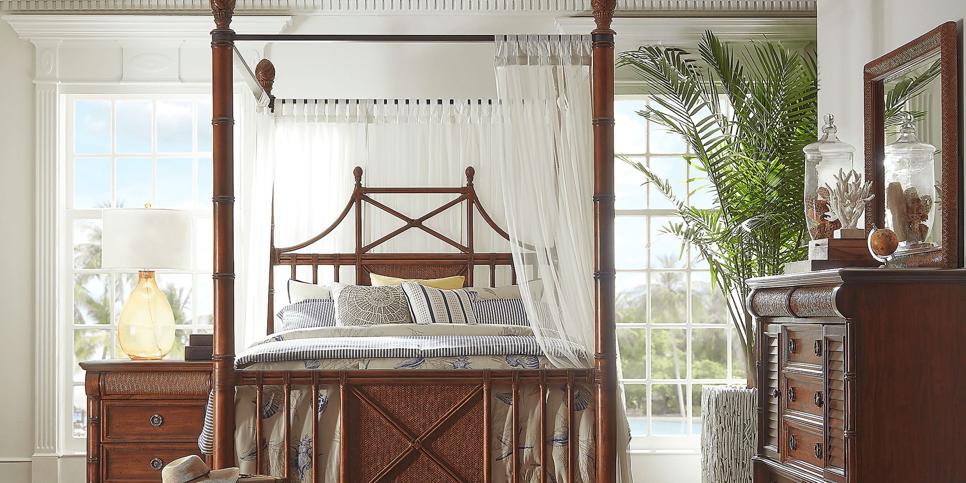 Cindy Crawford Home Key West Tobacco 6 Pc King Canopy X Bedroom - Image 1