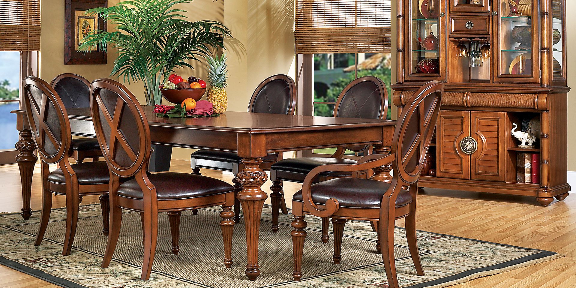 Cindy Crawford Key West 5 Pc Tobacco Dark Wood Dining Room Set 