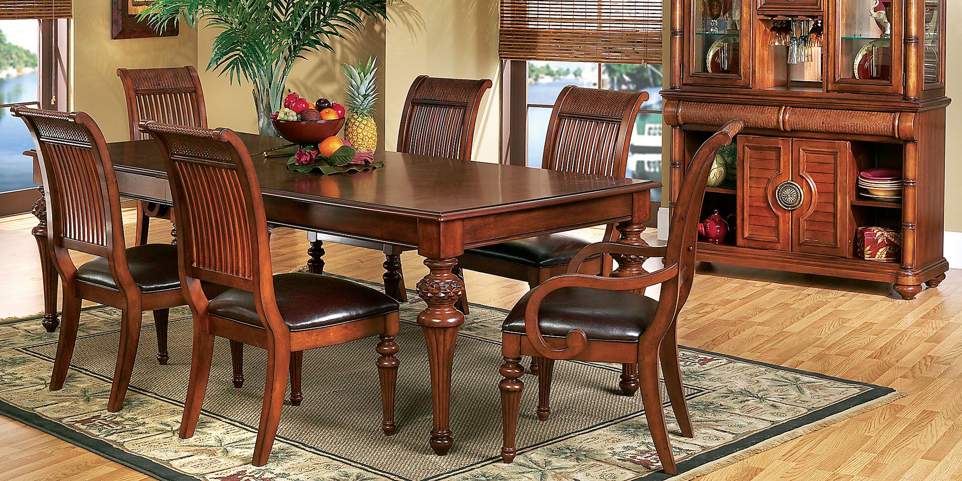 Cindy Crawford Home Key West Tobacco 5 Pc Rectangle Dining Room with Slat Chairs - Image 1