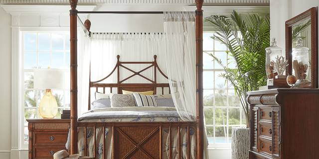Cindy Crawford Home Key West Tobacco Canopy X 6 Pc Queen Bedroom - Thumbnail - Image 1