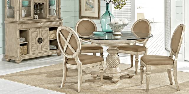Cindy Crawford Home Key West Sand 5 Pc Round Dining Room with Oval Chairs - Thumbnail - Image 1