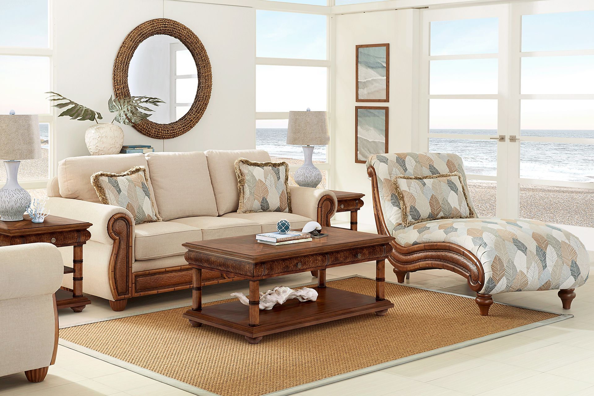 Cindy Crawford Home Key West Palms Sand 8 Pc Living Room - Image 1