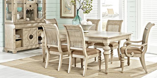 Cindy Crawford Home Key West Sand 5 Pc Rectangle Dining Room with Slat Chairs - Thumbnail - Image 1