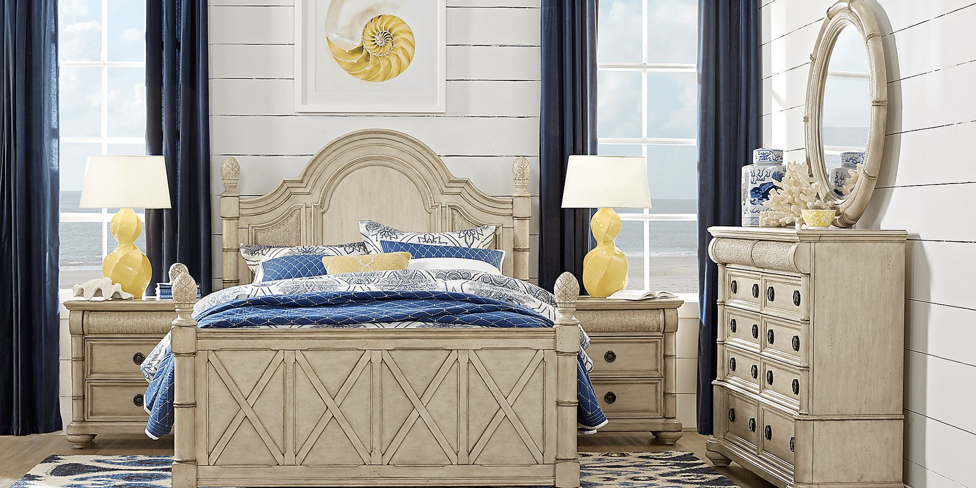 Cindy Crawford Home Key West Sand 8 Pc Queen Panel Bedroom - Image 1