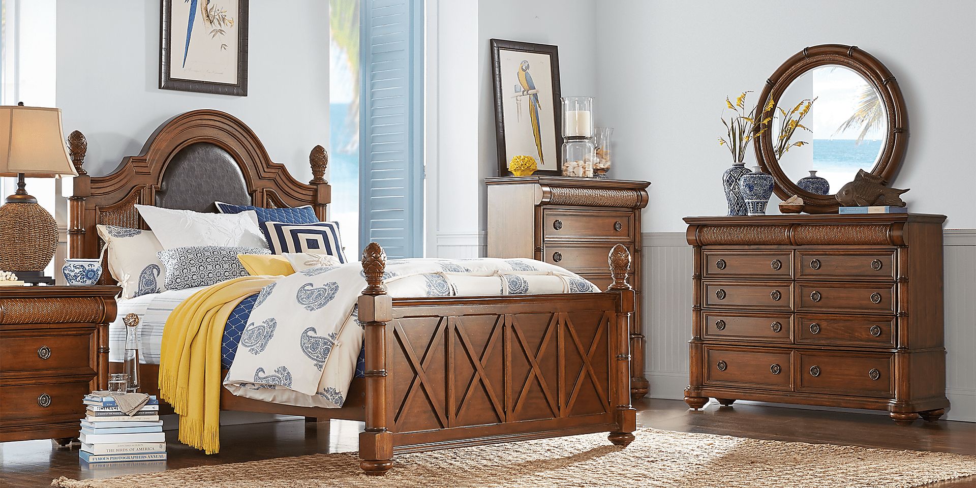 Cindy Crawford Key West 8 Pc Tobacco Dark Wood King Bedroom Set