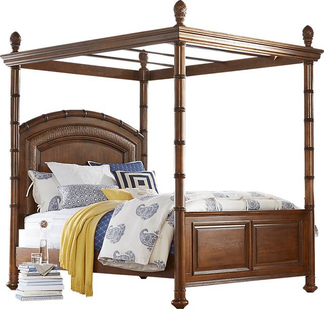 Cindy Crawford Home Key West Tobacco Canopy 4 Pc Queen Bed - Thumbnail - Image 1