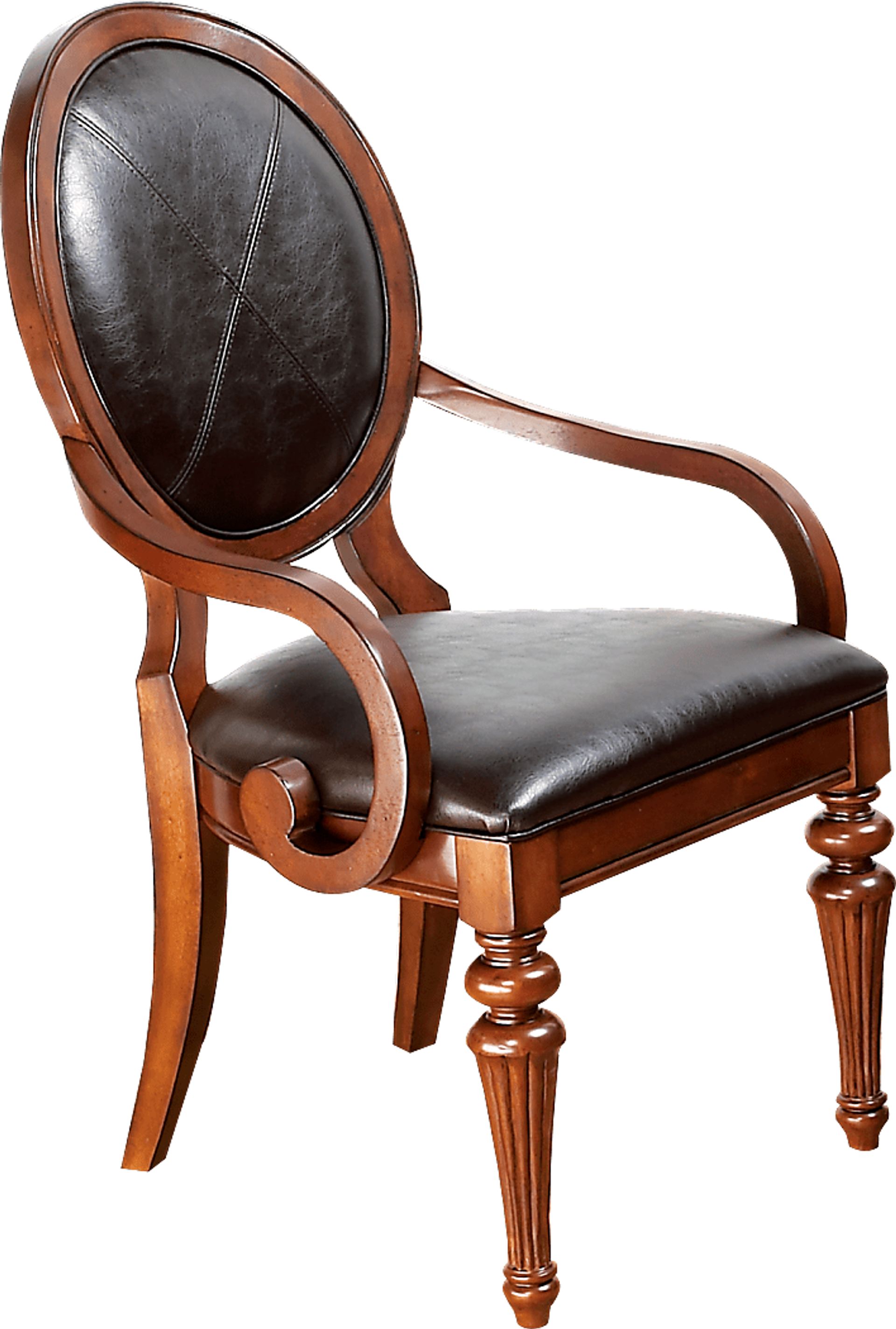 Cindy Crawford Home Key West Tobacco Oval Back Arm Chair - Image 1