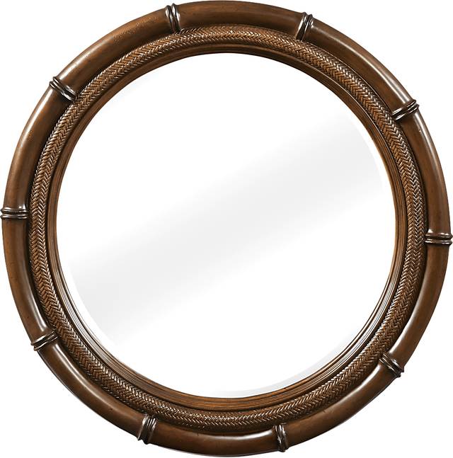 Cindy Crawford Home Key West Tobacco Round Mirror - Thumbnail - Image 1