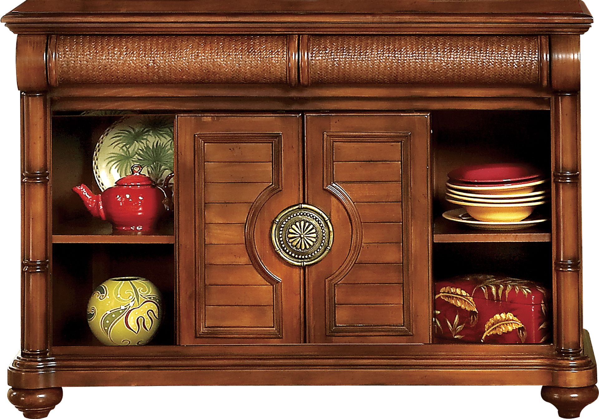 Cindy Crawford Key West Tobacco Dark Wood Server | Rooms to Go