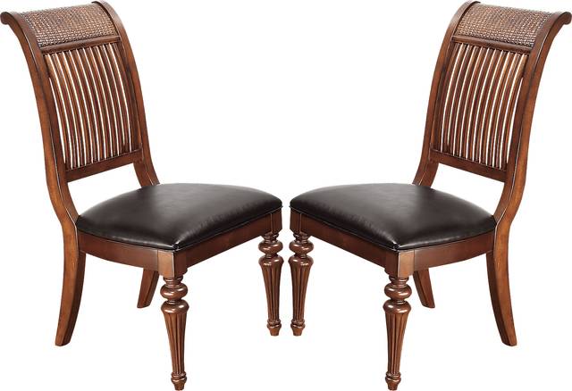 Cindy Crawford Home Key West Tobacco Slat Back Side Chair - Set of 2 - Thumbnail - Image 1