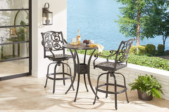 Lake Como Antique Bronze 3 Pc 30 in. Round Outdoor Bar Height Dining Set