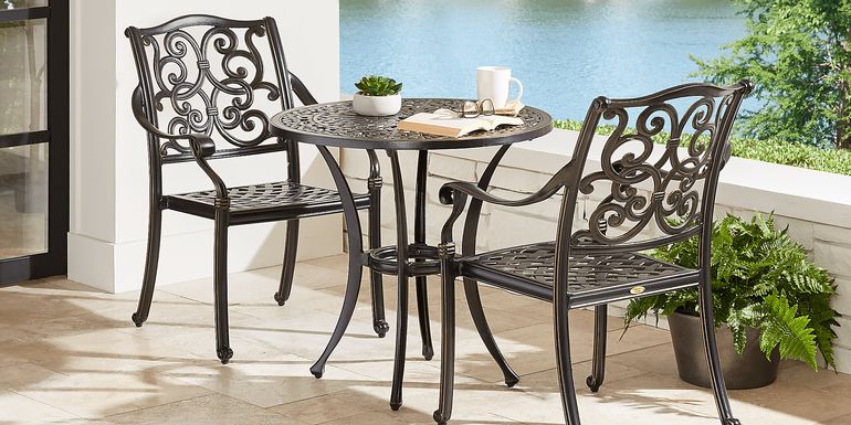 Cindy Crawford Home Lake Como 3 Pc Antique Bronze 30 in. Round Outdoor Dining Set
