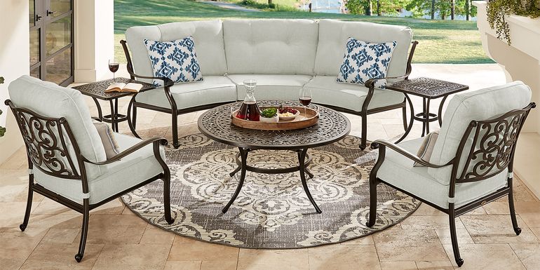 Cindy Crawford Home Lake Como Antique Bronze 3 Pc Outdoor Sectional with Ash Cushions