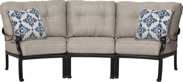 Lake Como Antique Bronze 3 Pc Outdoor Sectional with Silk-Colored Cushions - Thumbnail - Image 1