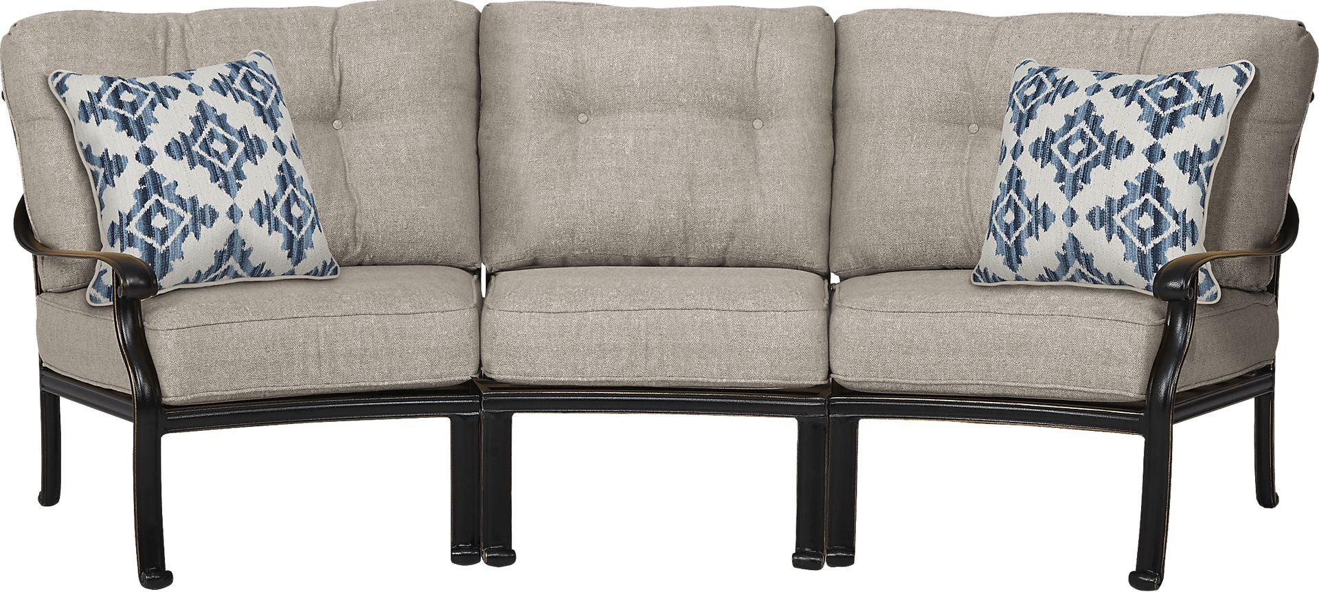 Lake Como Antique Bronze 3 Pc Outdoor Sectional with Silk-Colored Cushions - Image 1
