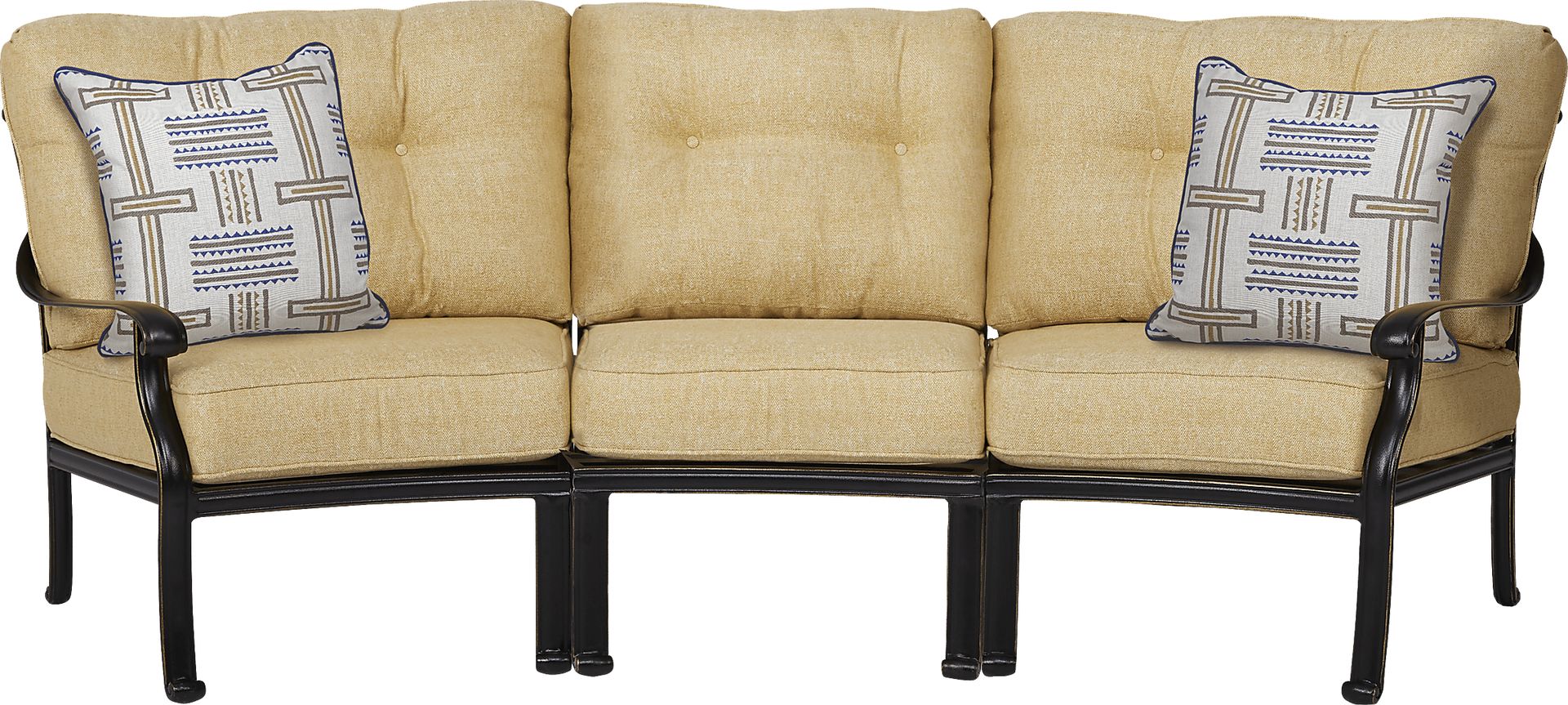 Cindy Crawford Home Lake Como Antique Bronze 3 Pc Outdoor Sectional with Gold Cushions - Image 1
