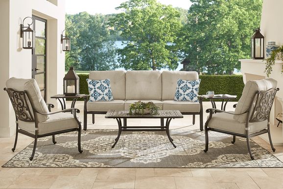 Lake Como Antique Bronze 4 Pc Outdoor Seating Set With Malt Cushions