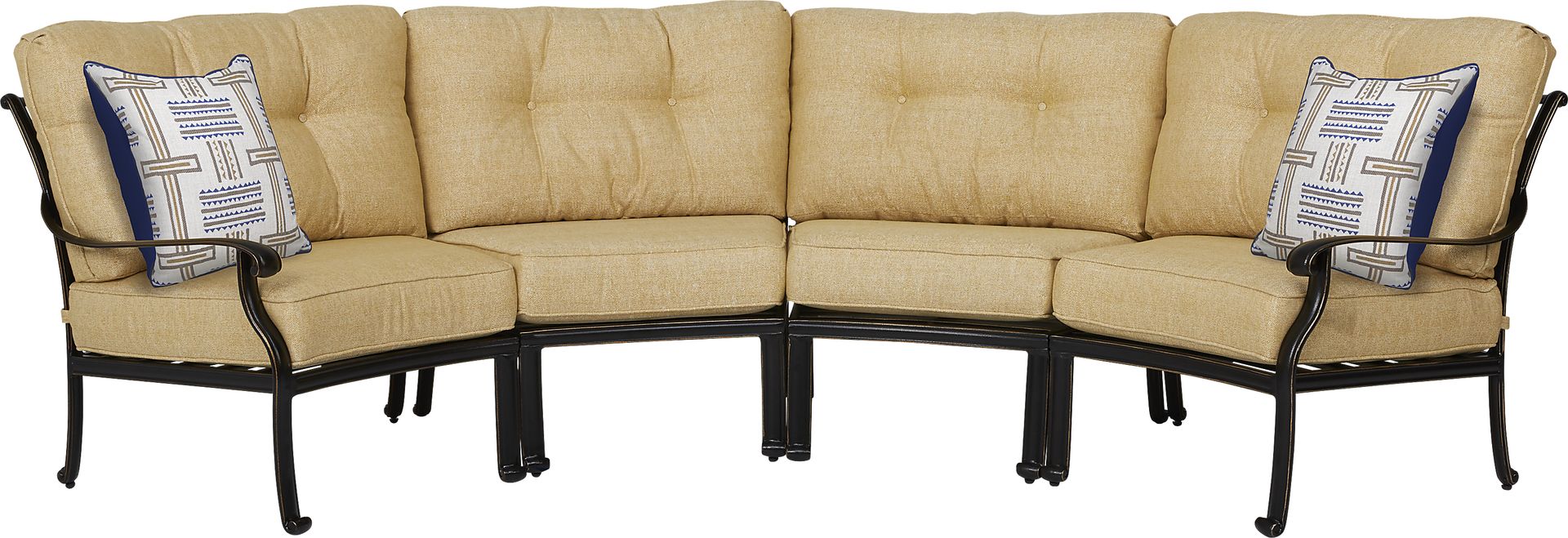 Cindy Crawford Home Lake Como Antique Bronze 4 Pc Outdoor Sectional with Gold Cushions - Image 1