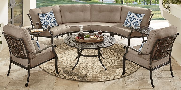 Cindy Crawford Home Lake Como Antique Bronze 4 Pc Outdoor Sectional with Mushroom Cushions